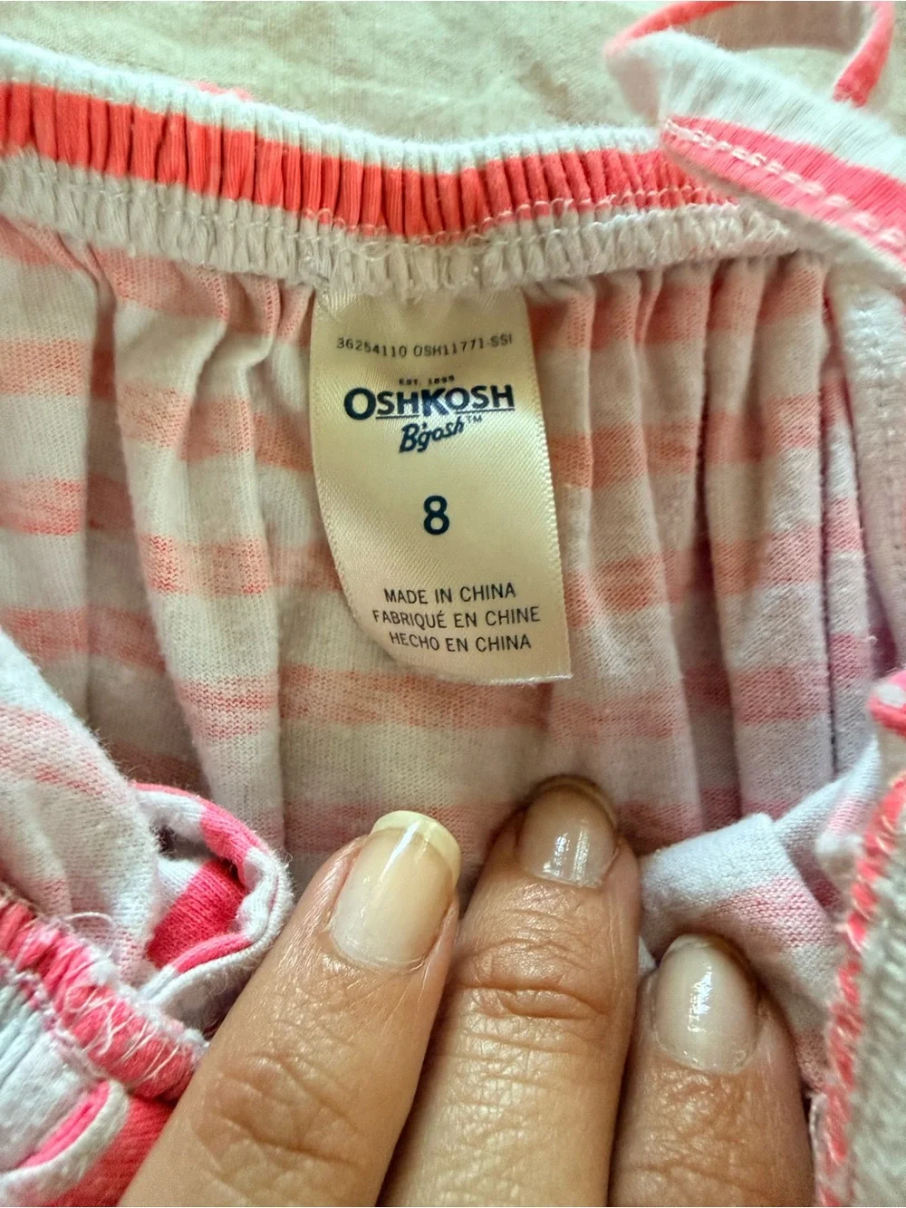 OshKosh B'gosh Pink and White Striped Off-Shoulder Romper